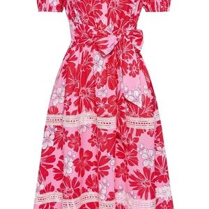 Grace Karin Red and Pink Floral Midi Dress